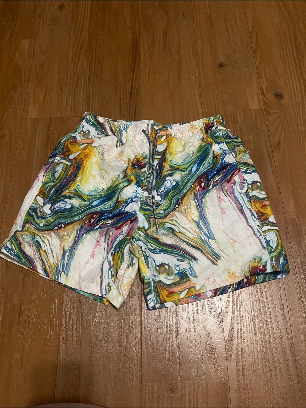 Boardies NWT Marble-Print Swim Board Shorts, Size Small, abstract, colorful